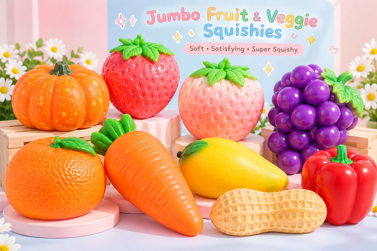 Jumbo Fruit & Veggie Squishy – Soft Slow-Rebound Sensory Toy