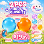 Coconut oil squishy stress ball by Squishyland, a soft, no-rebound sensory fidget toy designed for stress relief and tactile fun.