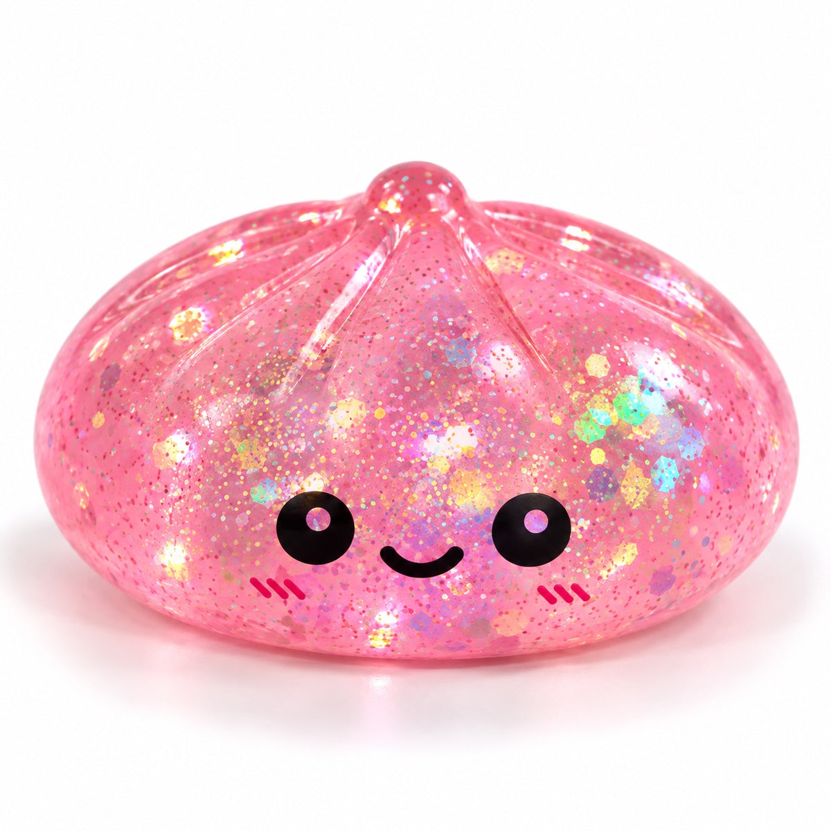 Squishyland jumbo glitter sugar dumpling squishy, 8.5cm maltose-inspired slow-rising sensory fidget toy with sparkly glitter finish.