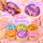 Jumbo Glitter Sugar Dumpling Squishy from Squishyland, 8.5cm slow-rising maltose sensory fidget toy with sparkling glitter finish.