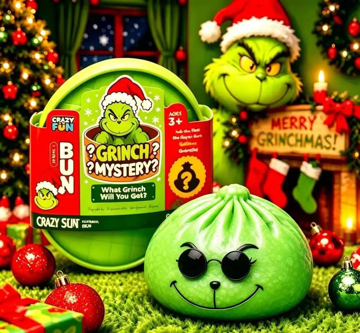 Christmas Grinch Dumpling Squishy Slow Rising Soft PU Stress Relief