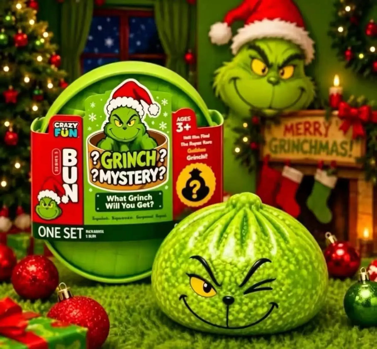 Christmas Grinch Dumpling Squishy Slow Rising Soft PU Stress Relief