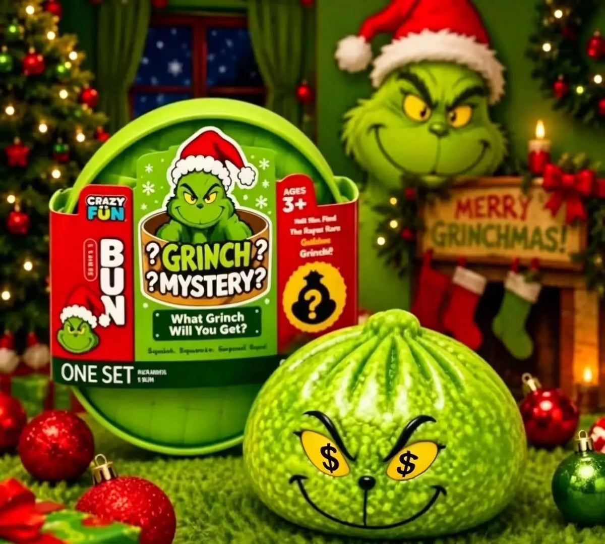 Christmas Grinch Dumpling Squishy Slow Rising Soft PU Stress Relief
