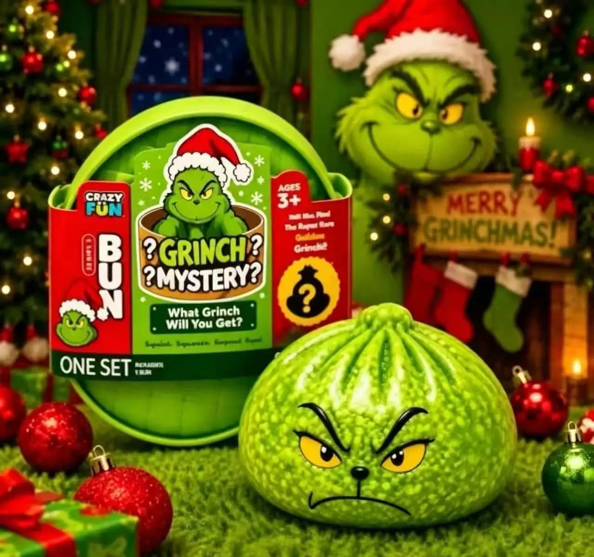 Christmas Grinch Dumpling Squishy Slow Rising Soft PU Stress Relief