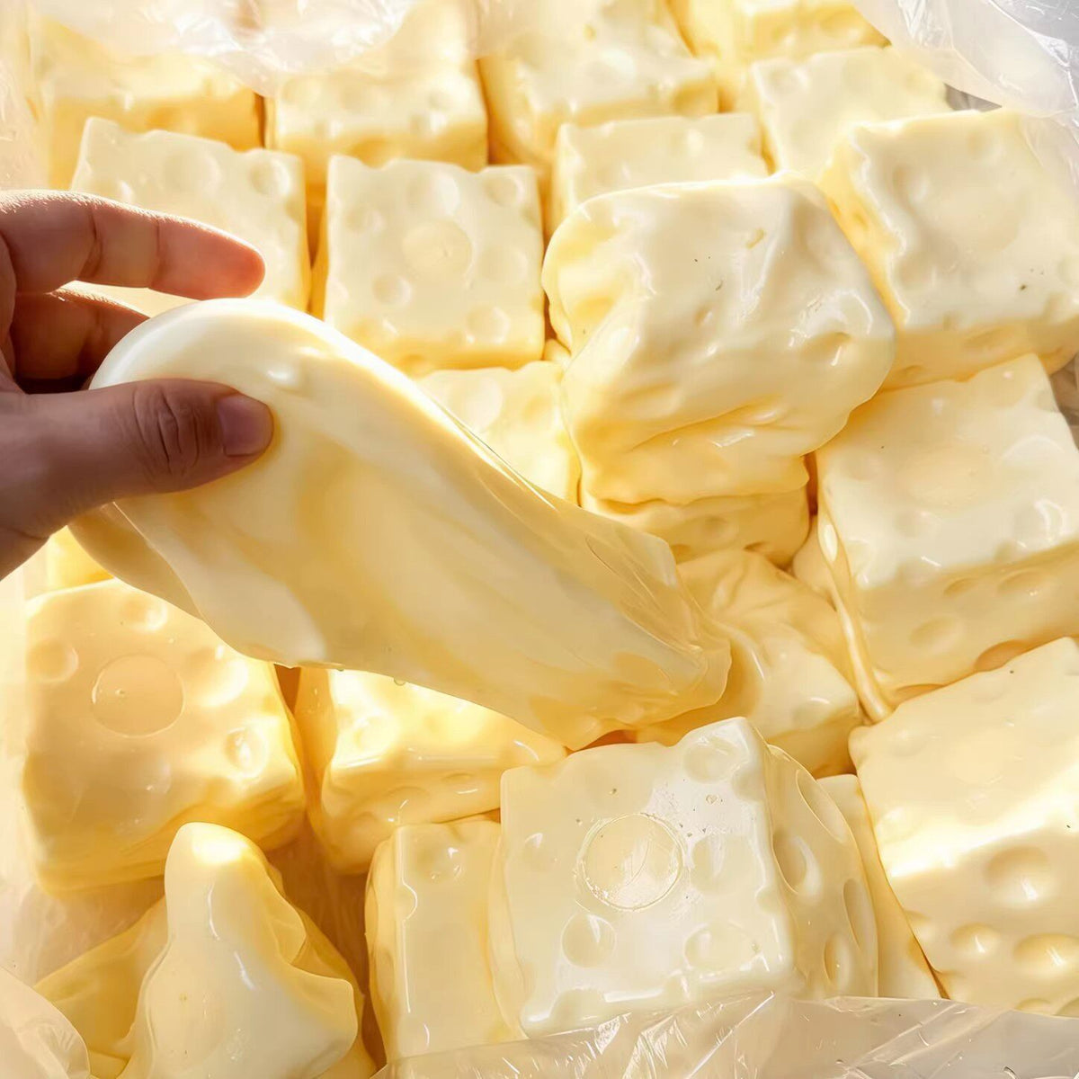 Vaseline & Flour-Filled Cheese Squishy – Moldable Sensory Toy