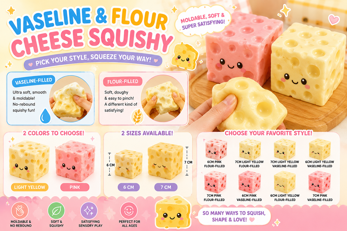 Vaseline & Flour-Filled Cheese Squishy – Moldable Sensory Toy