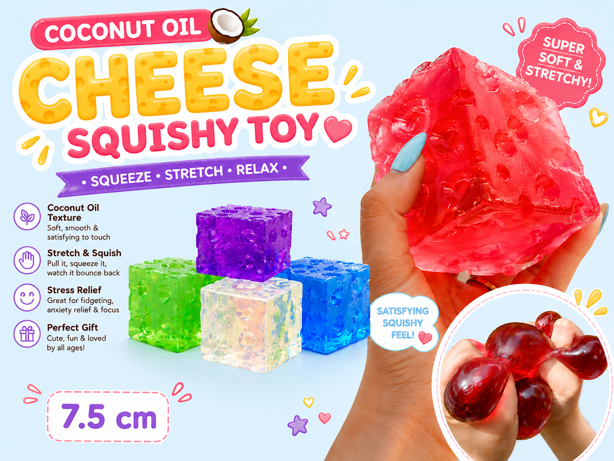 Coconut Oil Cheese Squishy – Stretchy Sensory Squeeze Toy