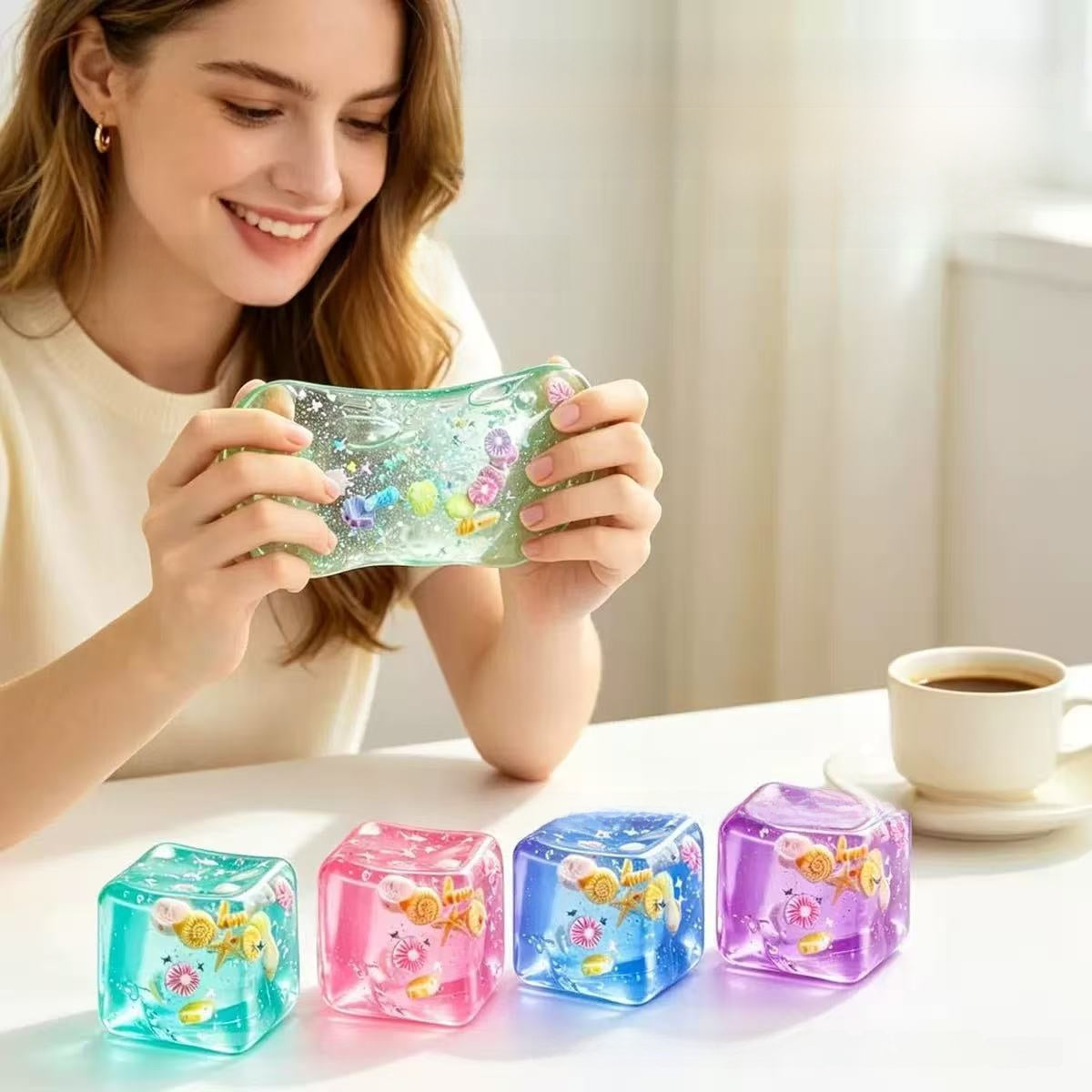 Ocean Shell Ice Cube Squishy – Slow Rebound Sensory Toy