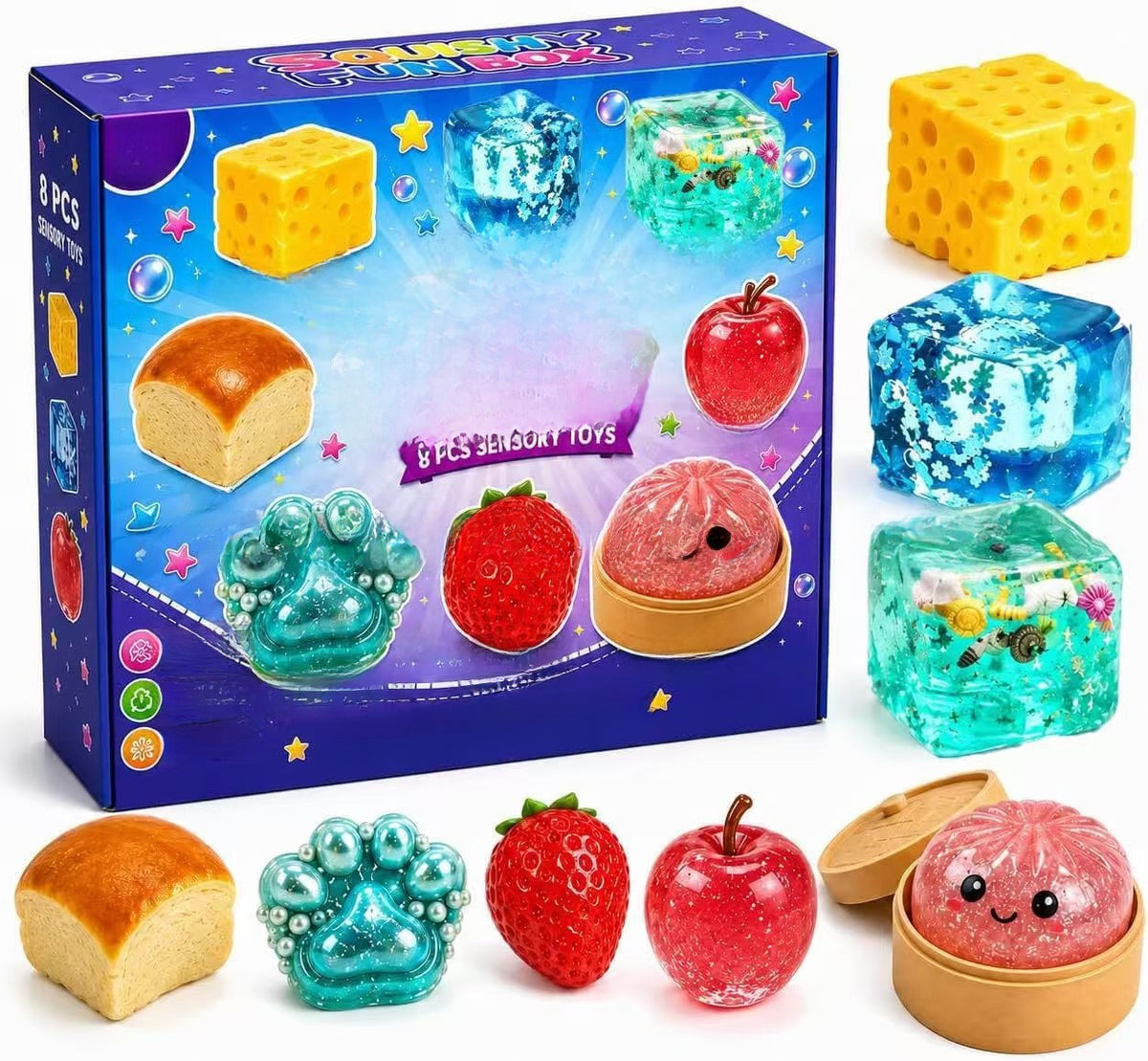 Viral Relief Squishy Toy Box Soft Squeeze Fidget Fun Play Gift For Kids Adults