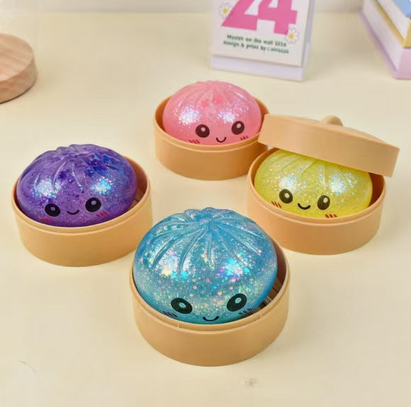 Glitter Dumpling Squishy Toy 4 Pack Stress Relief For Kids