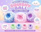 Crunchy Bead-Filled Squishy Ball – Sensory Squeeze Fidget Toy