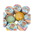 Set of colorful Sugar Dumpling Squishy Toys from Squishyland, soft stress balls for sensory play and fidgeting fun in various pack sizes.