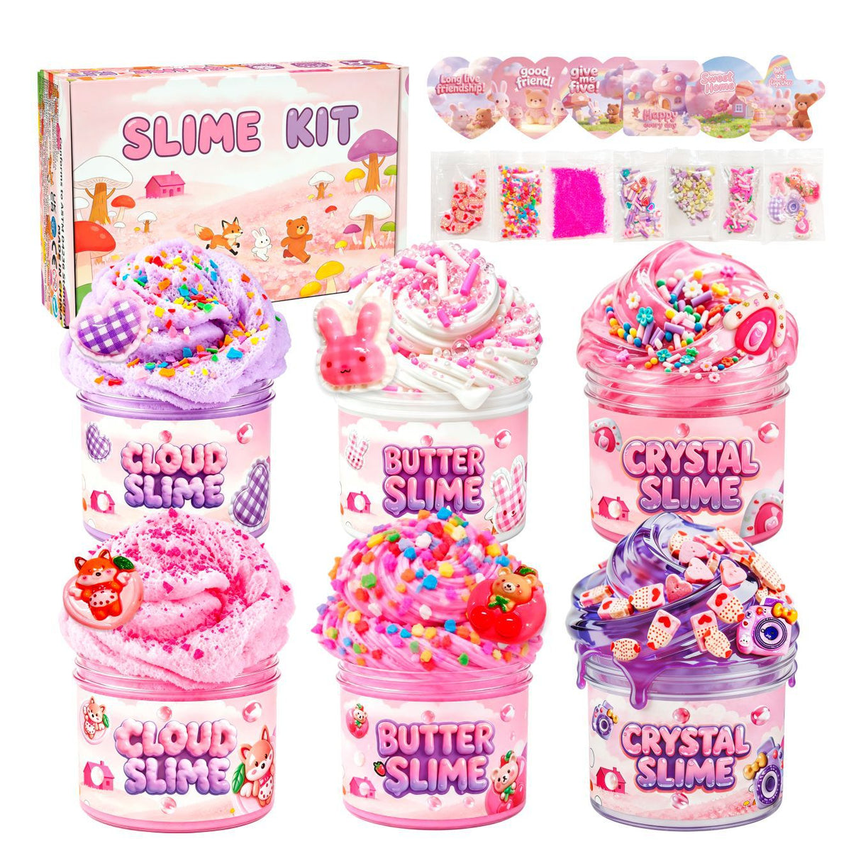 6-Piece Slime Kit for Kids – Cloud, Butter & Crystal Sensory Slime