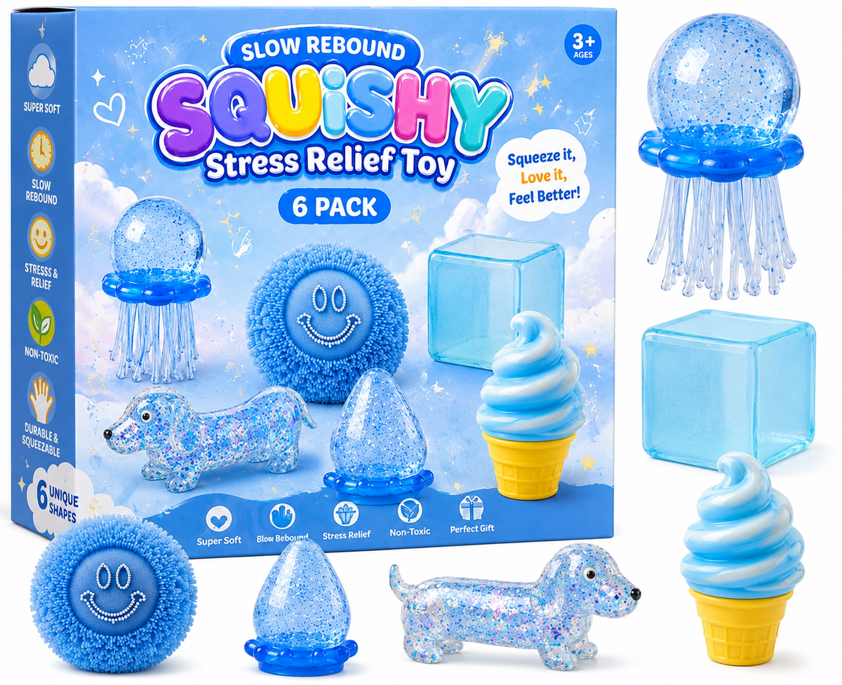 6-Piece Squishy Box Set – Assorted Slow Rising Sensory Toys