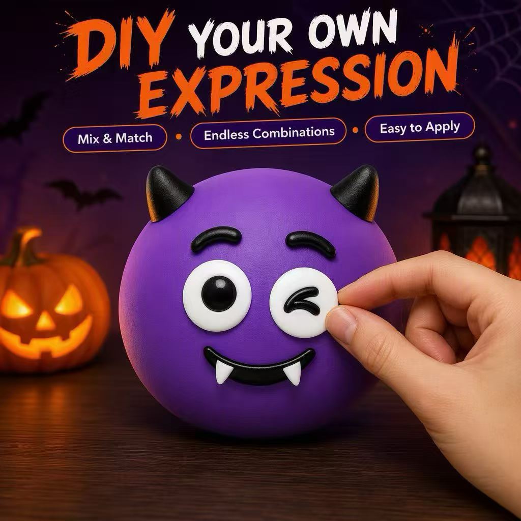 Halloween Pumpkin Squishy Moldable Squeeze Toy With Face Changing Stress Relief